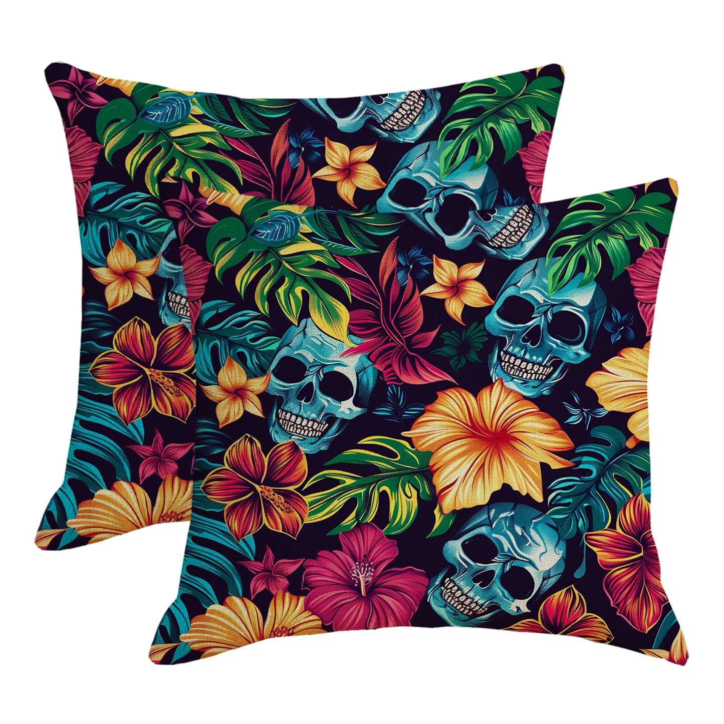 Outdoor Waterproof Throw Pillow Covers 18x18 inch Set of 2 Tropical Leaf Cushion Covers for Patio Garden Lawn
