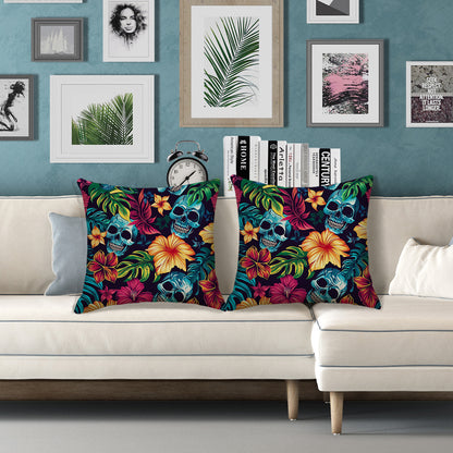 Outdoor Waterproof Throw Pillow Covers 18x18 inch Set of 2 Tropical Leaf Cushion Covers for Patio Garden Lawn