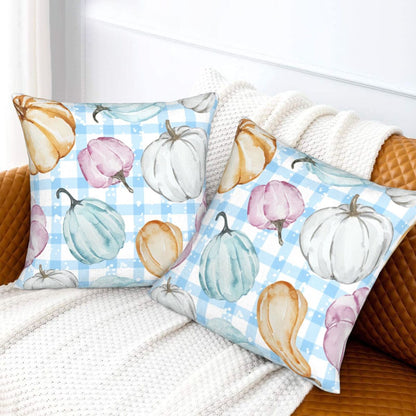 Fall Pumpkin Throw Pillow Covers 18x18 inch Set of 2 Autumn Thanksgiving Farmhouse Velvet Decorative Cushion Covers for Sofa Couch