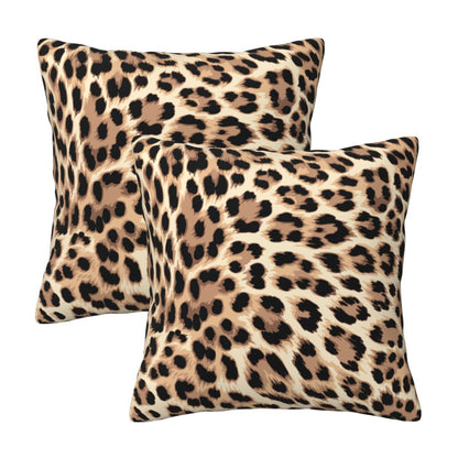 Leopard Print Throw Pillow Covers 18x18 inch Set of 2 Wildlife Velvet Decorative Cushion Covers for Sofa Couch