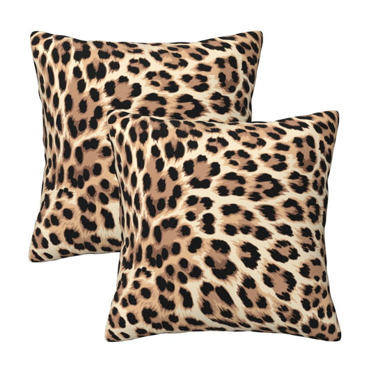 Leopard Print Throw Pillow Covers 18x18 inch Set of 2 Wildlife Velvet Decorative Cushion Covers for Sofa Couch