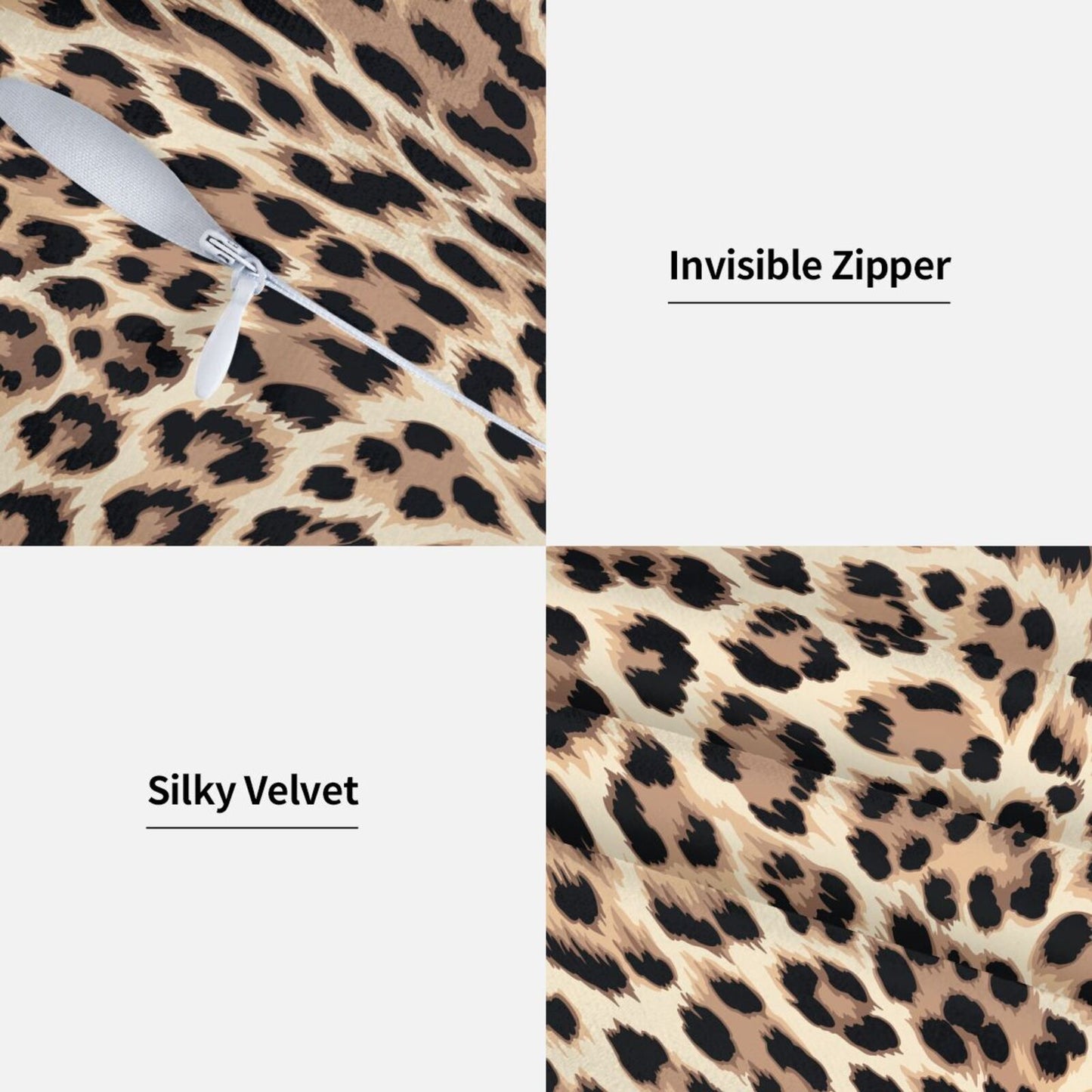 Leopard Print Throw Pillow Covers 18x18 inch Set of 2 Wildlife Velvet Decorative Cushion Covers for Sofa Couch