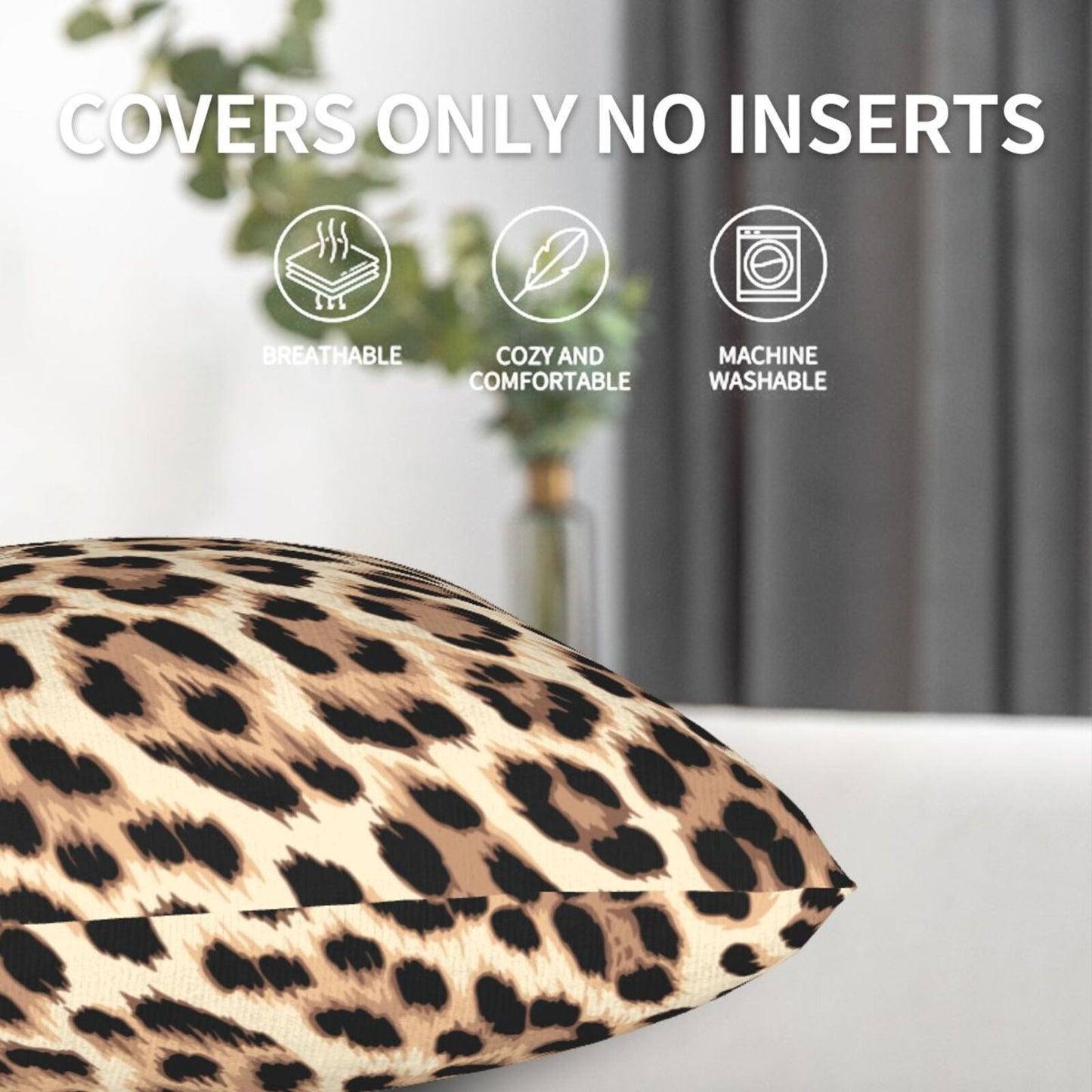 Leopard Print Throw Pillow Covers 18x18 inch Set of 2 Wildlife Velvet Decorative Cushion Covers for Sofa Couch