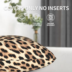 Tan leopard print velvet pillow cover shown without an insert