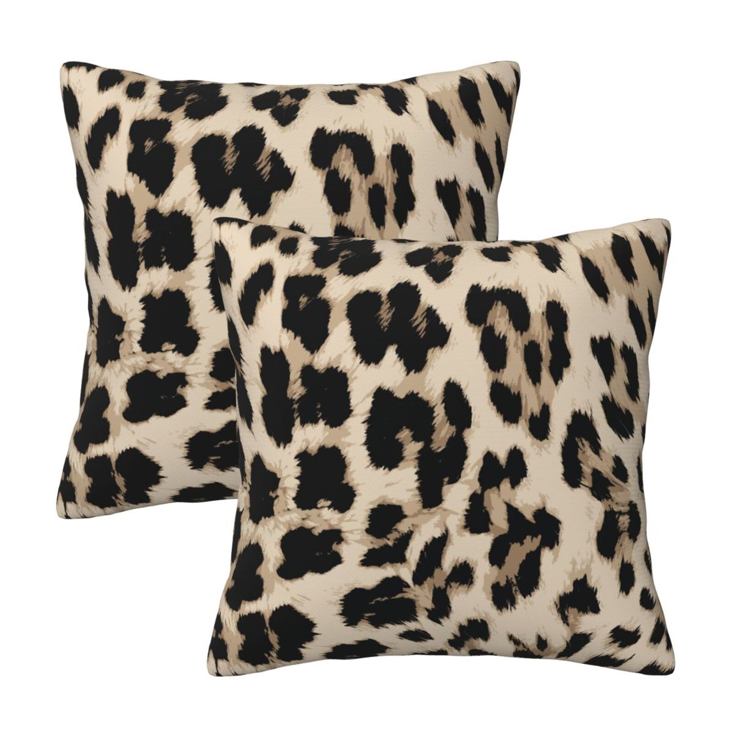 Leopard Print Throw Pillow Covers 18x18 inch Set of 2 Wildlife Velvet Decorative Cushion Covers for Sofa Couch