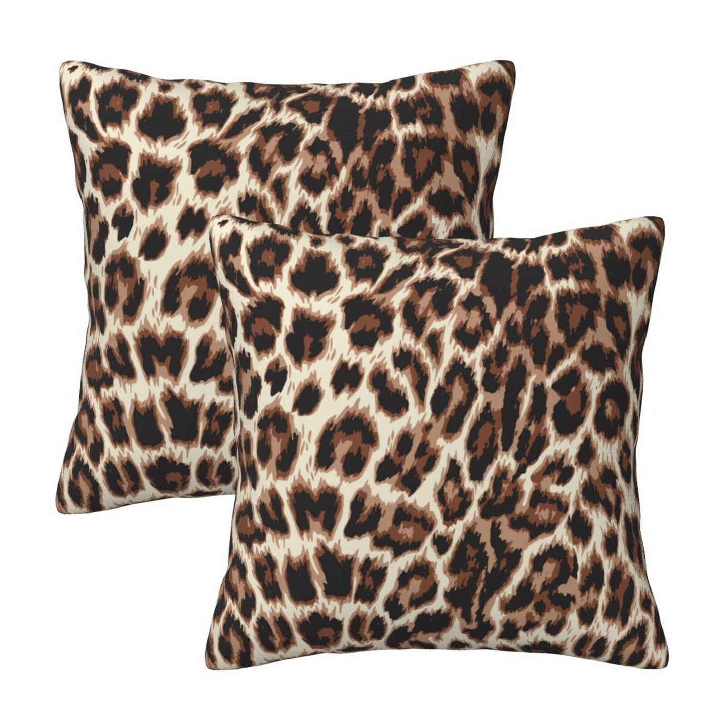 Leopard Print Throw Pillow Covers 18x18 inch Set of 2 Wildlife Velvet Decorative Cushion Covers for Sofa Couch