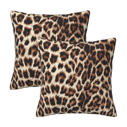 Leopard Print Throw Pillow Covers 18x18 inch Set of 2 Wildlife Velvet Decorative Cushion Covers for Sofa Couch