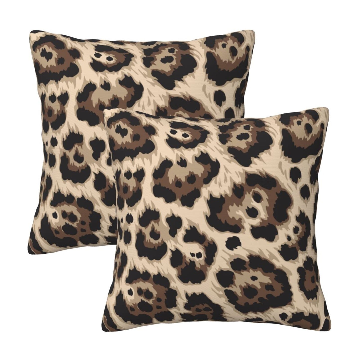 Leopard Print Throw Pillow Covers 18x18 inch Set of 2 Wildlife Velvet Decorative Cushion Covers for Sofa Couch