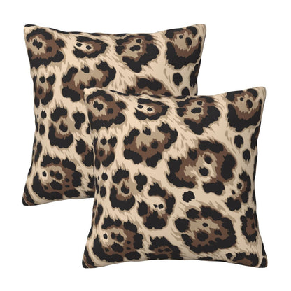 Leopard Print Throw Pillow Covers 18x18 inch Set of 2 Wildlife Velvet Decorative Cushion Covers for Sofa Couch