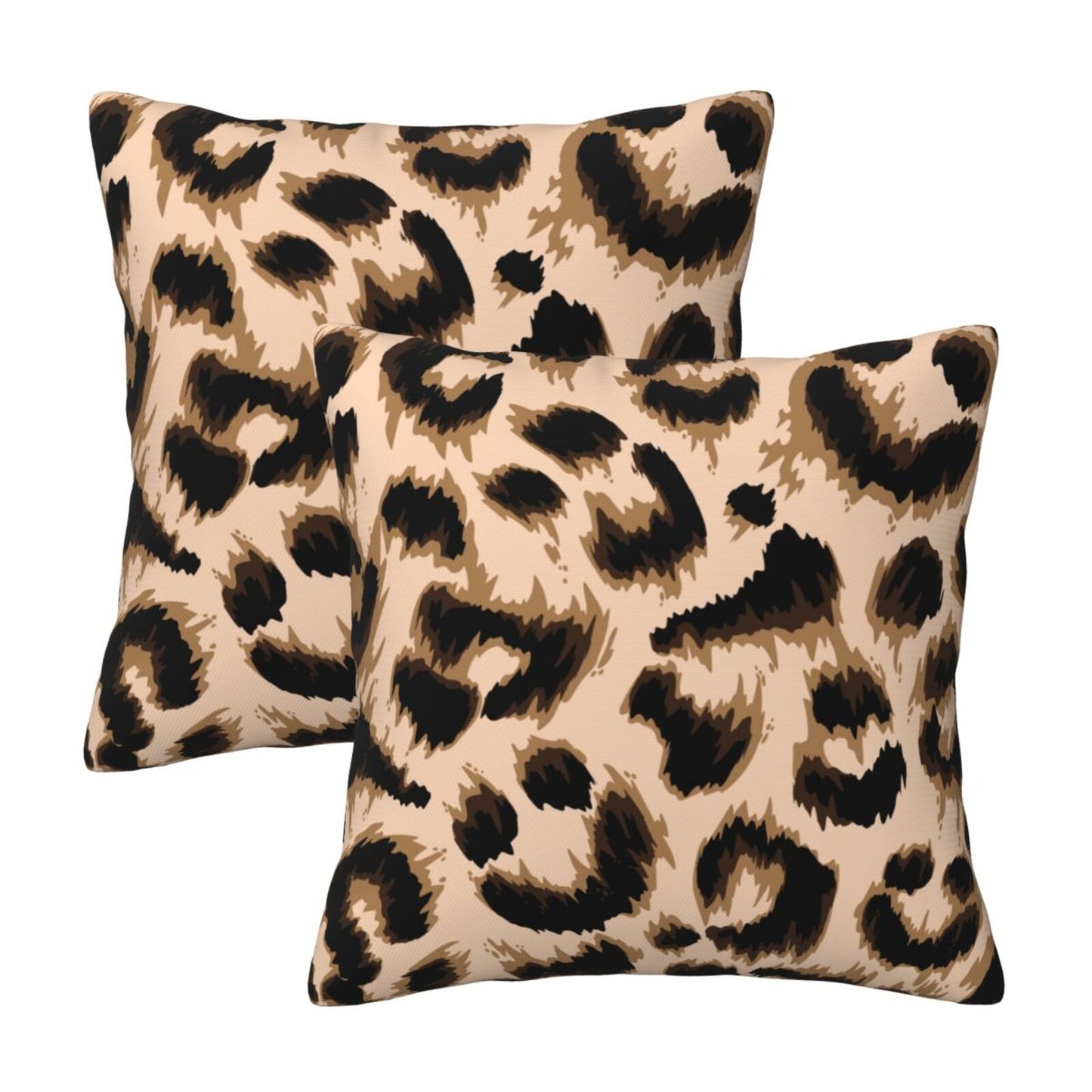 Leopard Print Throw Pillow Covers 18x18 inch Set of 2 Wildlife Velvet Decorative Cushion Covers for Sofa Couch
