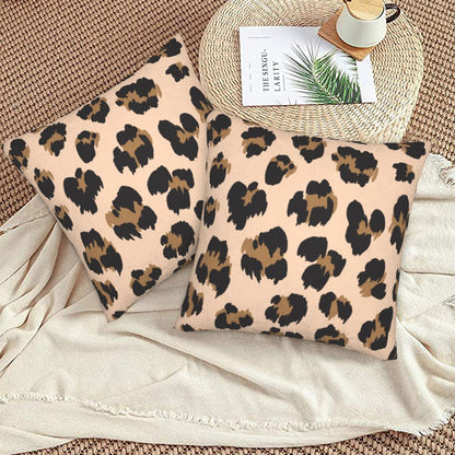 Leopard Print Throw Pillow Covers 18x18 inch Set of 2 Wildlife Velvet Decorative Cushion Covers for Sofa Couch