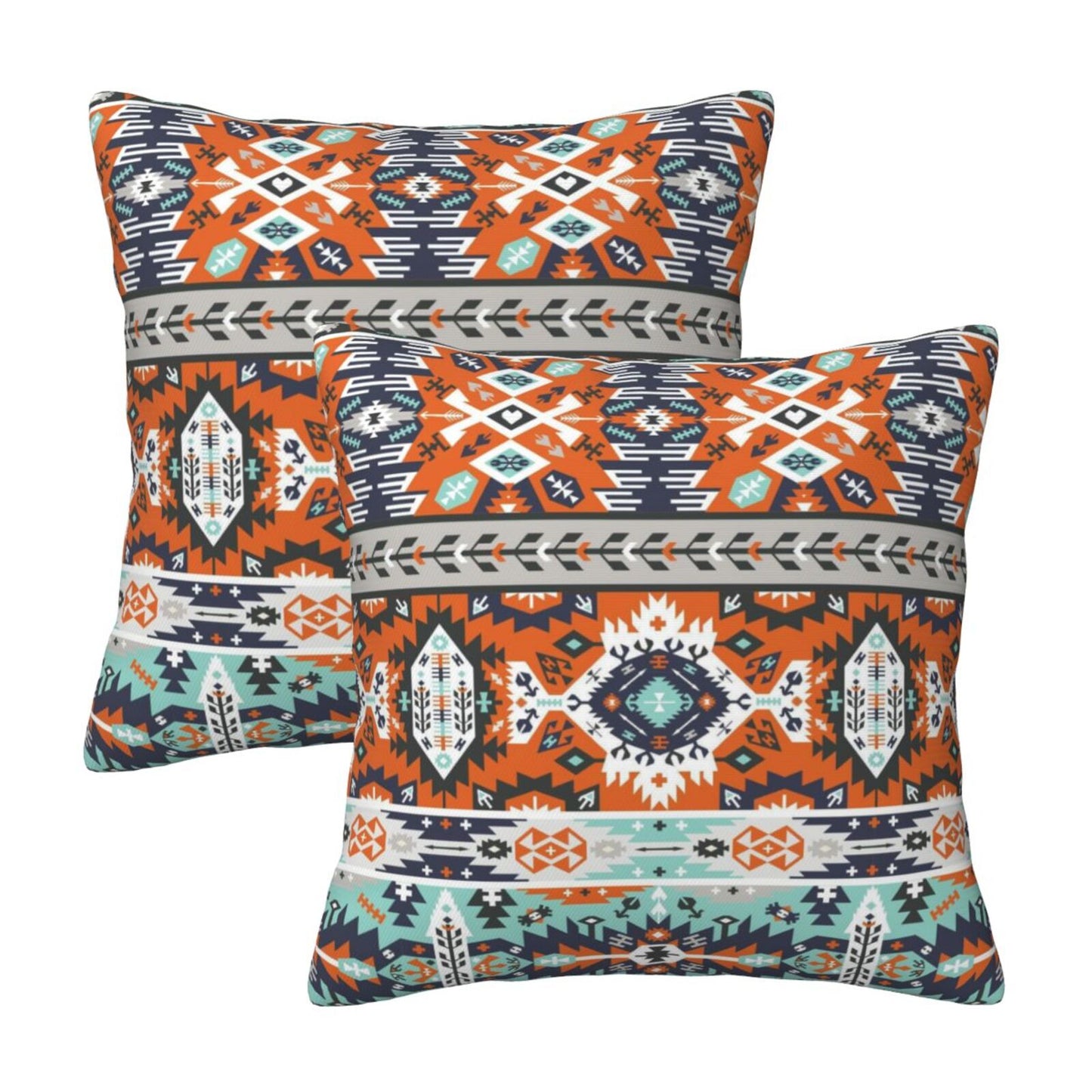 Bohemian Aztec Throw Pillow Covers 18x18 inch Set of 2 Ethnic Carpet Velvet Decorative Cushion Covers for Sofa Couch Bedroom Living Room