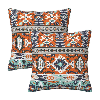 Bohemian Aztec Throw Pillow Covers 18x18 inch Set of 2 Ethnic Carpet Velvet Decorative Cushion Covers for Sofa Couch Bedroom Living Room