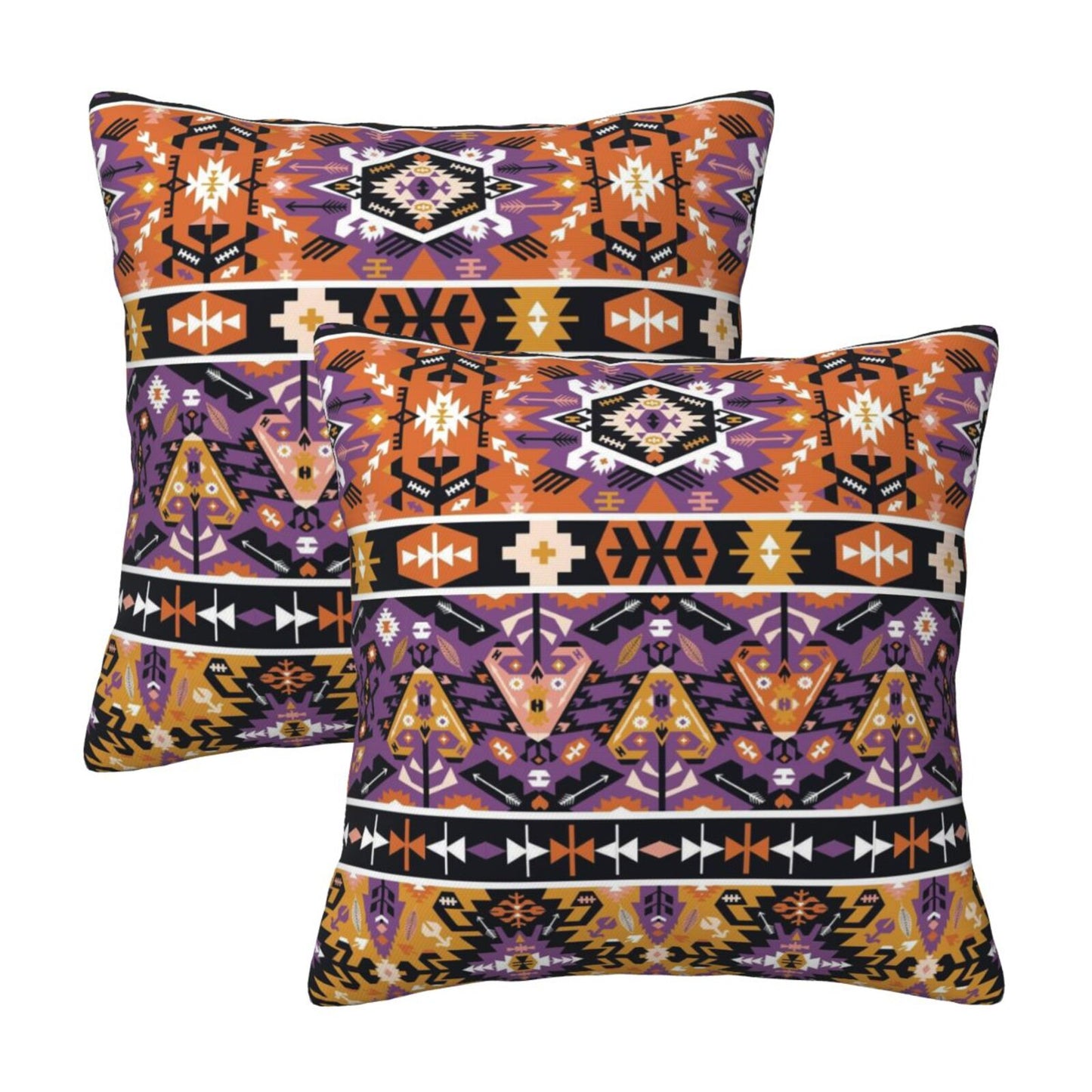 Bohemian Aztec Throw Pillow Covers 18x18 inch Set of 2 Ethnic Carpet Velvet Decorative Cushion Covers for Sofa Couch Bedroom Living Room