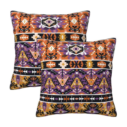Bohemian Aztec Throw Pillow Covers 18x18 inch Set of 2 Ethnic Carpet Velvet Decorative Cushion Covers for Sofa Couch Bedroom Living Room