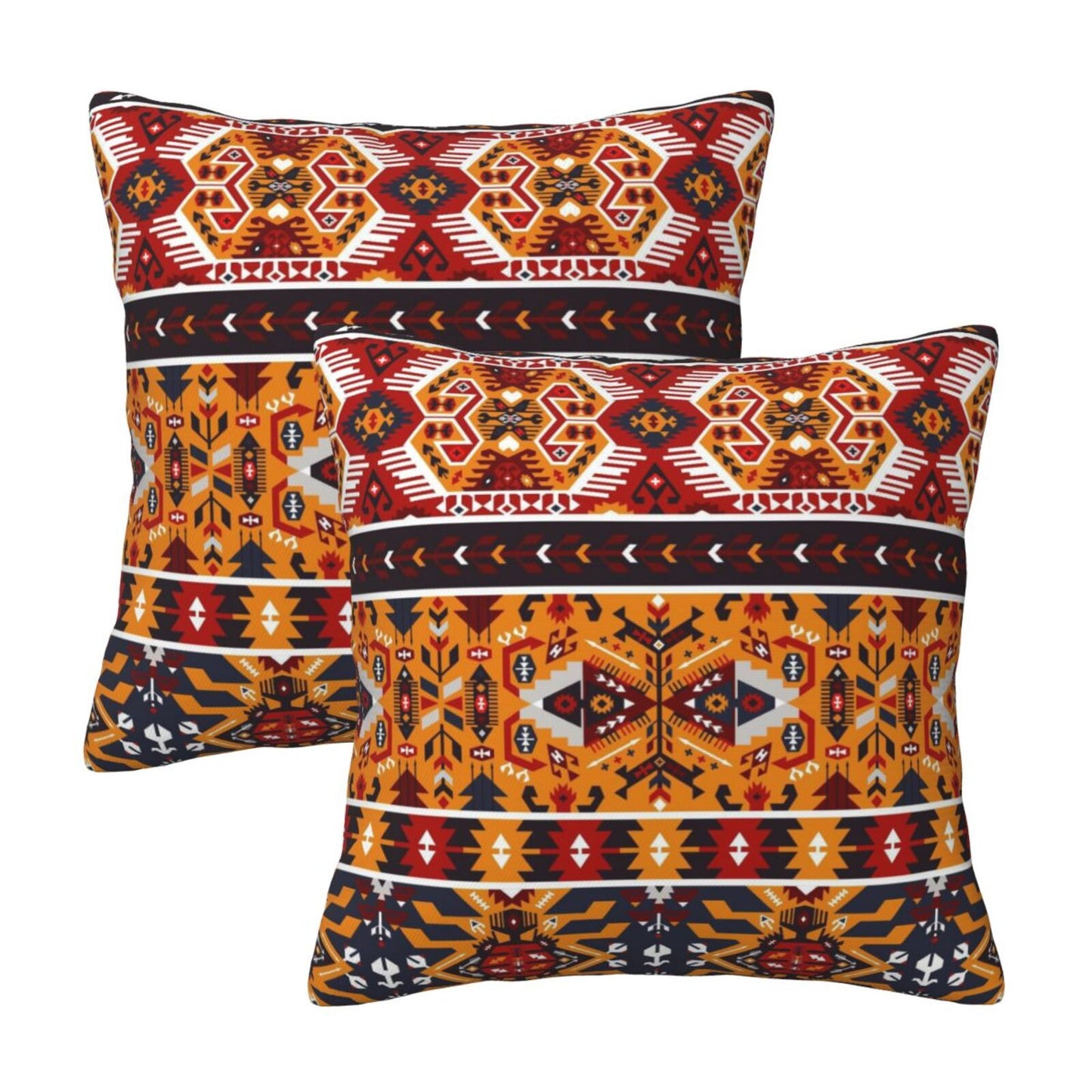 Bohemian Aztec Throw Pillow Covers 18x18 inch Set of 2 Ethnic Carpet Velvet Decorative Cushion Covers for Sofa Couch Bedroom Living Room