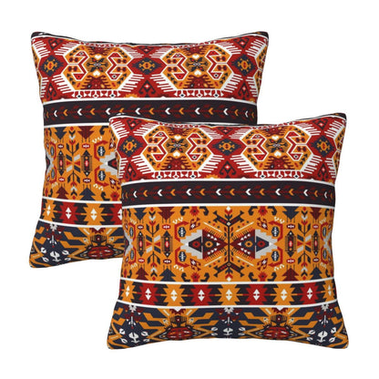 Bohemian Aztec Throw Pillow Covers 18x18 inch Set of 2 Ethnic Carpet Velvet Decorative Cushion Covers for Sofa Couch Bedroom Living Room