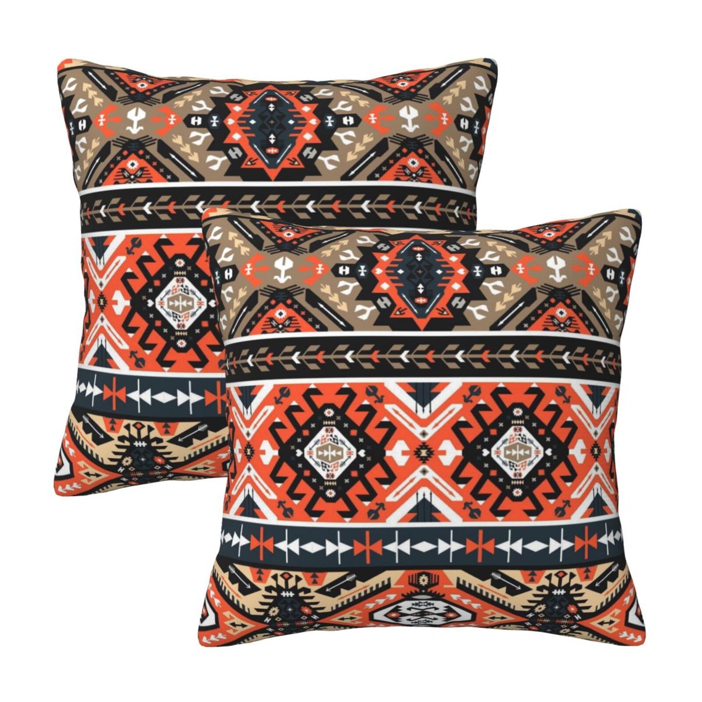 Bohemian Aztec Throw Pillow Covers 18x18 inch Set of 2 Ethnic Carpet Velvet Decorative Cushion Covers for Sofa Couch Bedroom Living Room