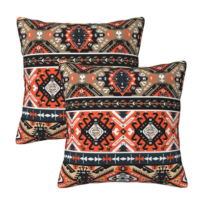 Bohemian Aztec Throw Pillow Covers 18x18 inch Set of 2 Ethnic Carpet Velvet Decorative Cushion Covers for Sofa Couch Bedroom Living Room
