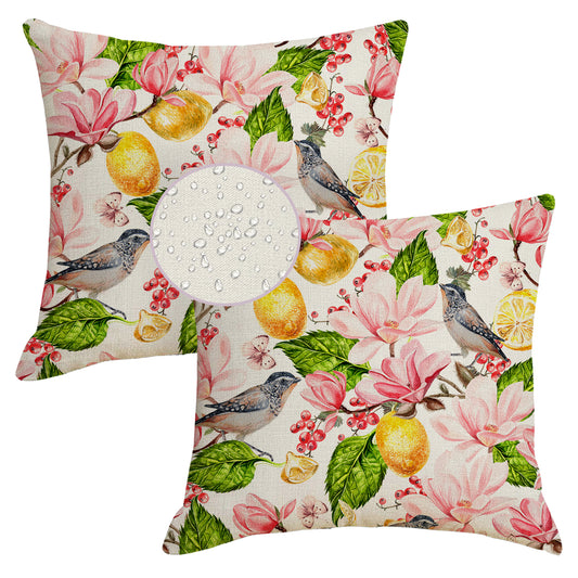 Waterproof Cushion Covers 45x45 cm Set of 2 Floral Outdoor Throw Pillow Covers for Patio Garden Porch