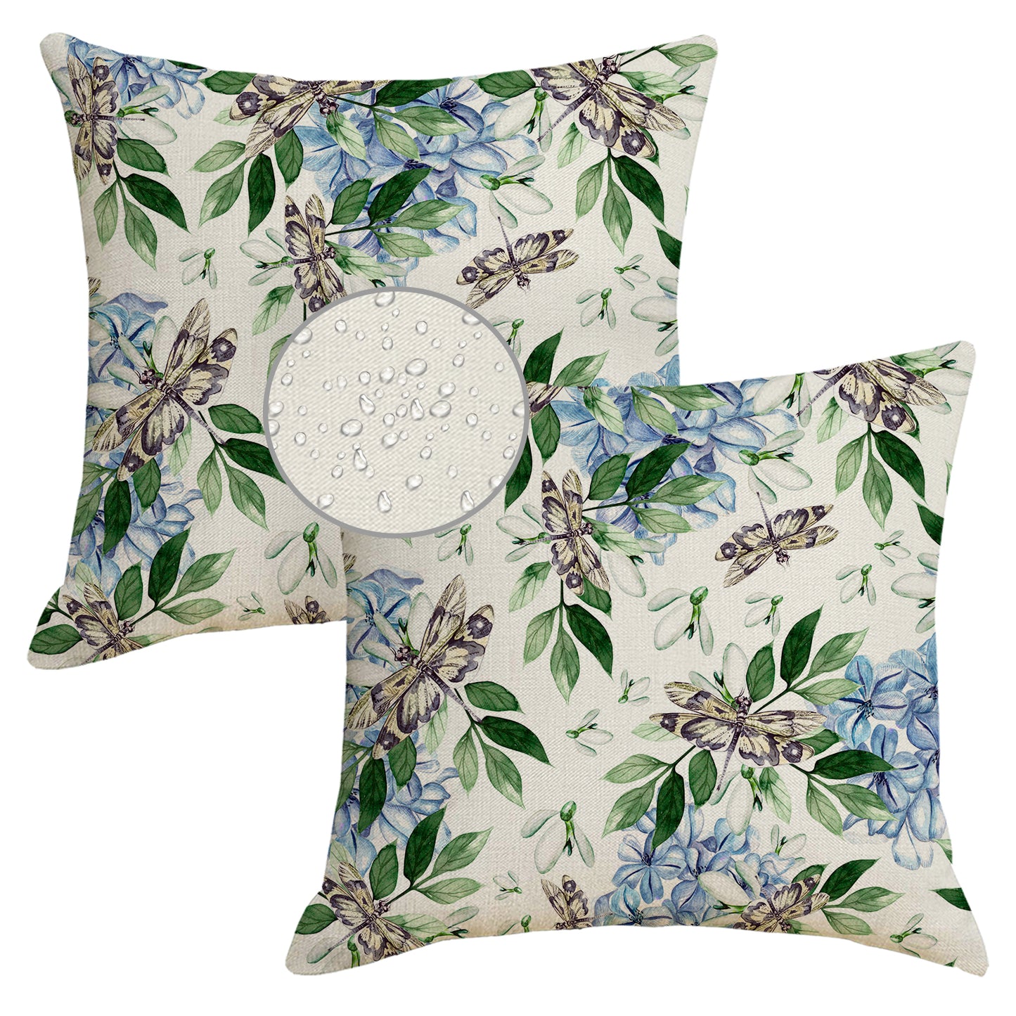 Waterproof Cushion Covers 45x45 cm Set of 2 Floral Outdoor Throw Pillow Covers for Patio Garden Porch