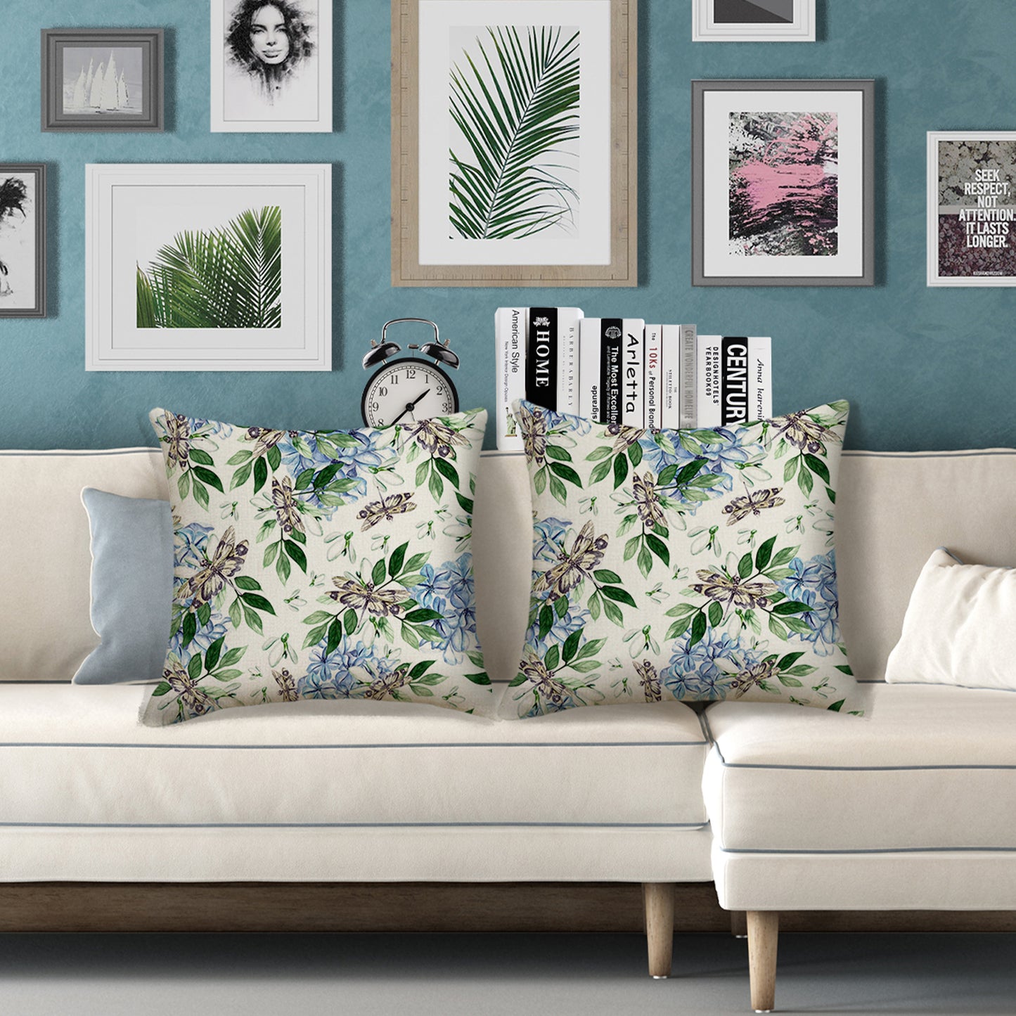Waterproof Cushion Covers 45x45 cm Set of 2 Floral Outdoor Throw Pillow Covers for Patio Garden Porch