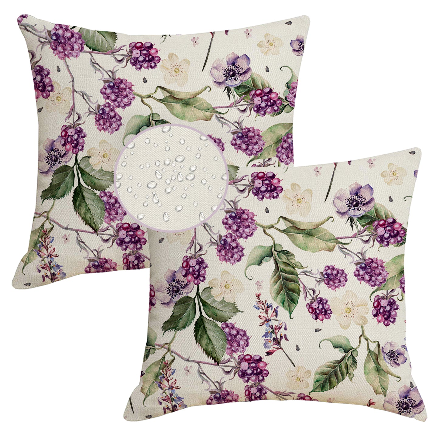 Waterproof Cushion Covers 45x45 cm Set of 2 Floral Outdoor Throw Pillow Covers for Patio Garden Porch