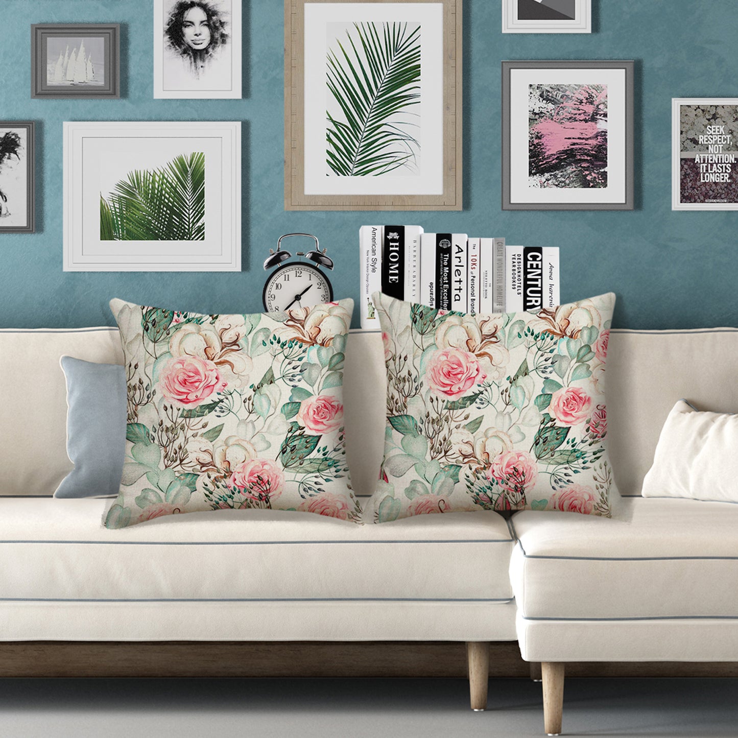 Waterproof Cushion Covers 45x45 cm Set of 2 Floral Outdoor Throw Pillow Covers for Patio Garden Porch