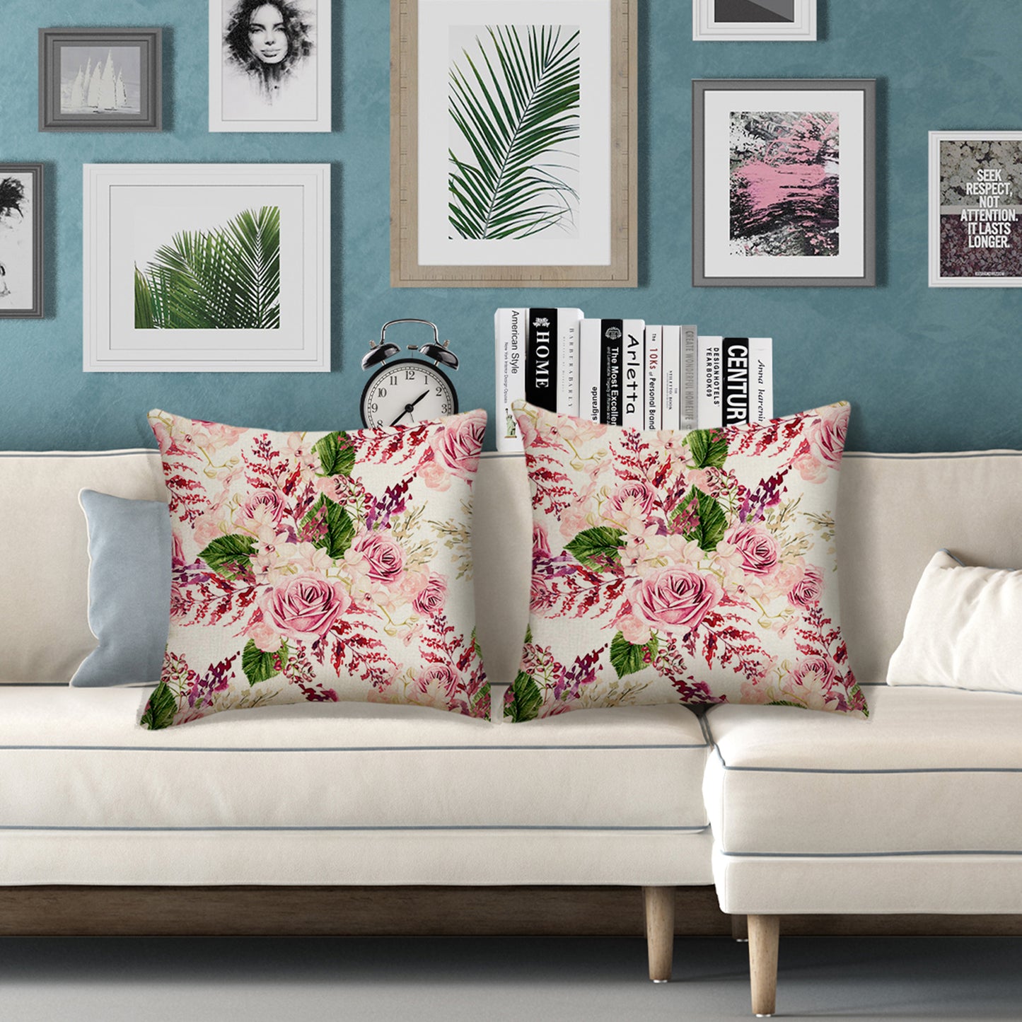 Waterproof Cushion Covers 45x45 cm Set of 2 Floral Outdoor Throw Pillow Covers for Patio Garden Porch
