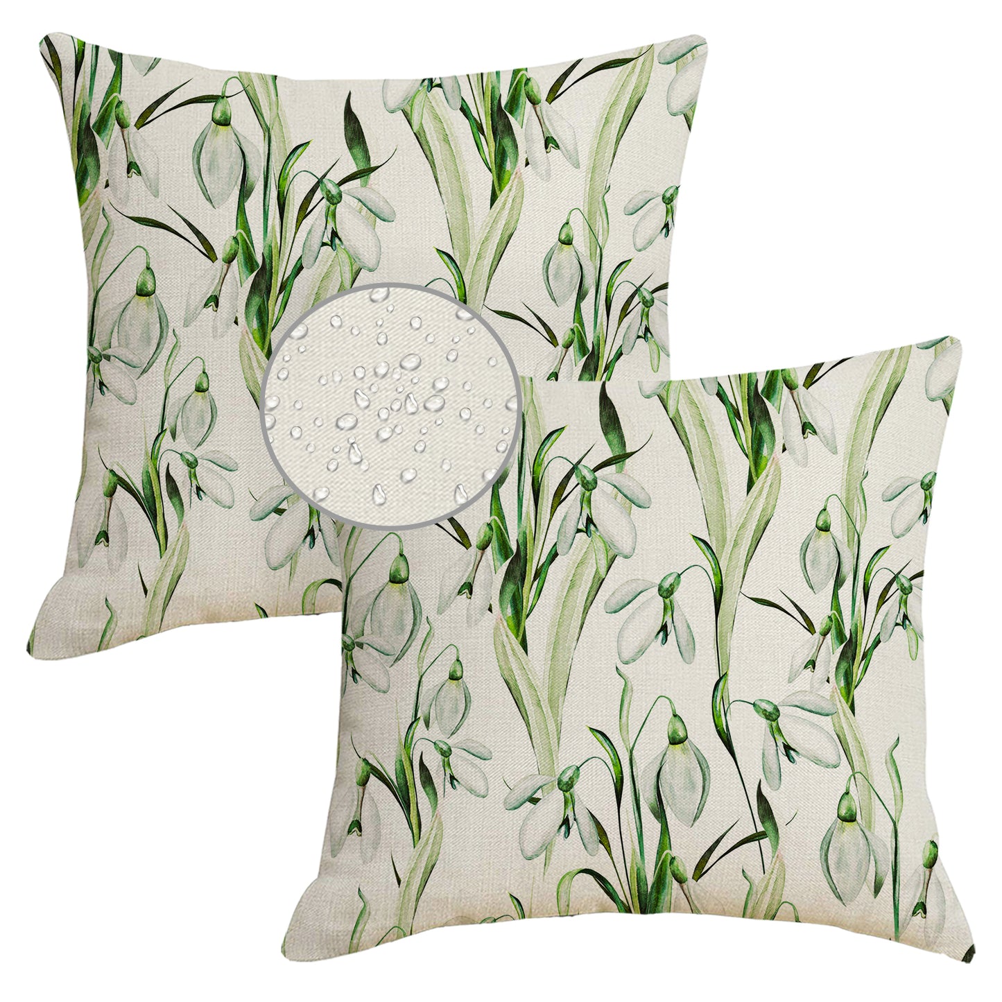 Waterproof Cushion Covers 45x45 cm Set of 2 Floral Outdoor Throw Pillow Covers for Patio Garden Porch