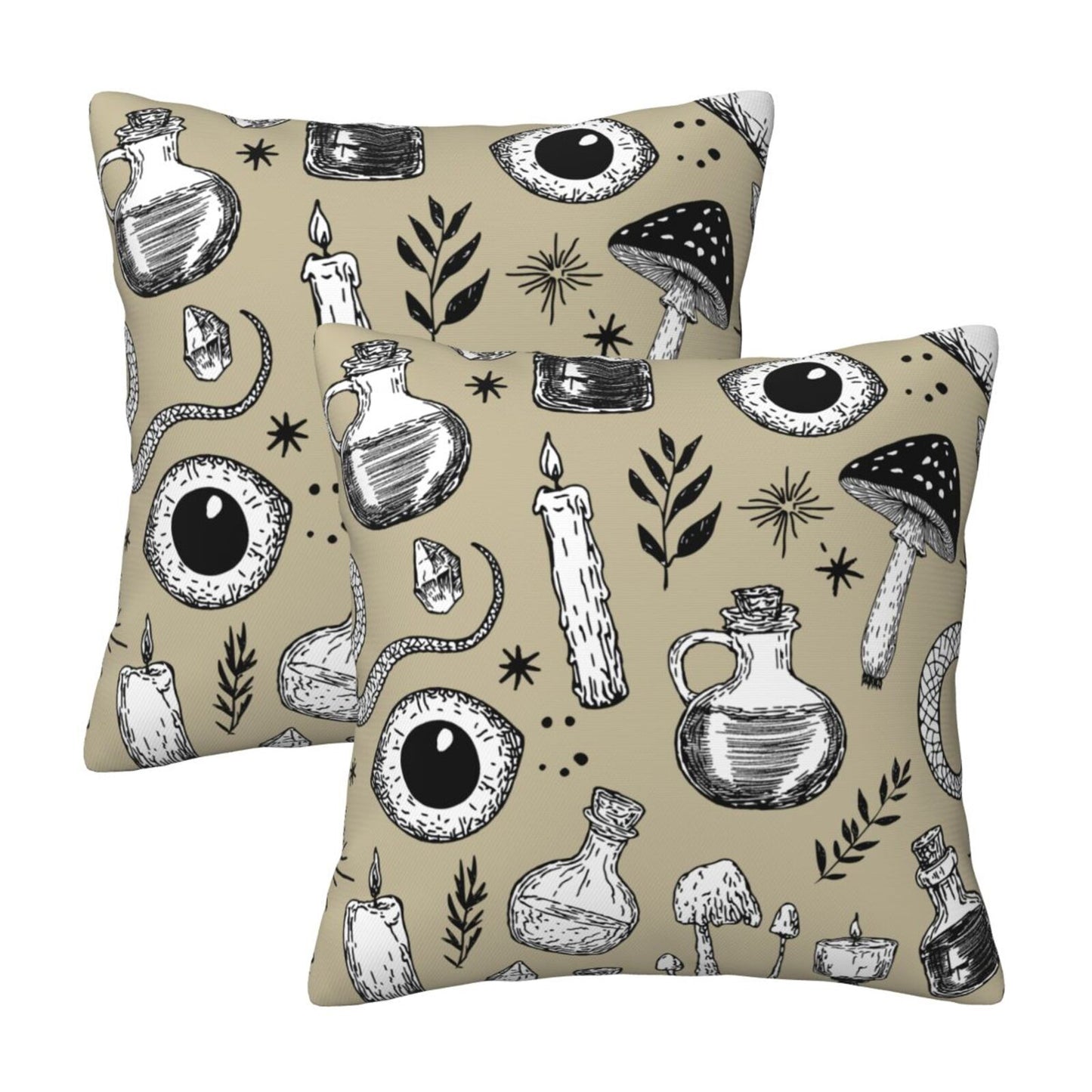 Halloween Themed Throw Pillow Covers 18x18 inch Set of 2 Ghosts Orange Velvet Decorative Cushion Covers for Sofa Couch Living Room