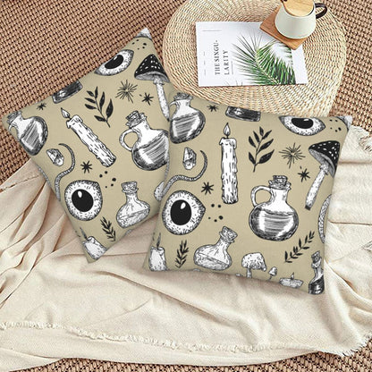 Halloween Themed Throw Pillow Covers 18x18 inch Set of 2 Ghosts Orange Velvet Decorative Cushion Covers for Sofa Couch Living Room
