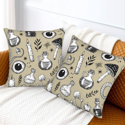 Halloween Themed Throw Pillow Covers 18x18 inch Set of 2 Ghosts Orange Velvet Decorative Cushion Covers for Sofa Couch Living Room