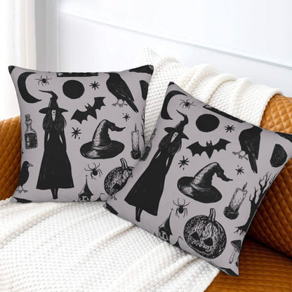 Halloween Themed Throw Pillow Covers 18x18 inch Set of 2 Ghosts Orange Velvet Decorative Cushion Covers for Sofa Couch Living Room