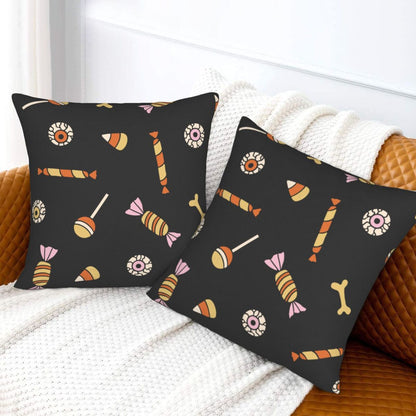 Halloween Decorative Throw Pillow Covers 18x18 inch Set of 2 Skulls Ghosts Pumpkins Velvet Decorative Cushion Covers for Sofa Couch Living Room