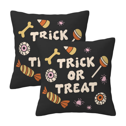 Halloween Decorative Throw Pillow Covers 18x18 inch Set of 2 Skulls Ghosts Pumpkins Velvet Decorative Cushion Covers for Sofa Couch Living Room