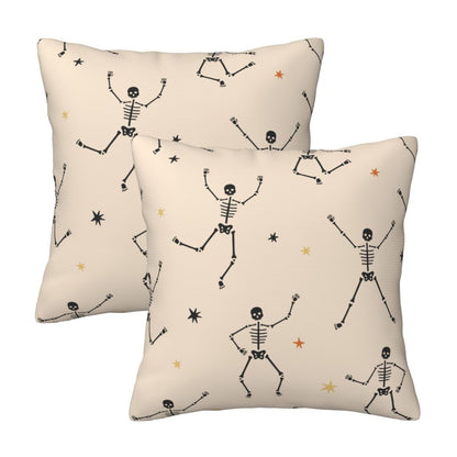 Halloween Decorative Throw Pillow Covers 18x18 inch Set of 2 Skulls Ghosts Pumpkins Velvet Decorative Cushion Covers for Sofa Couch Living Room