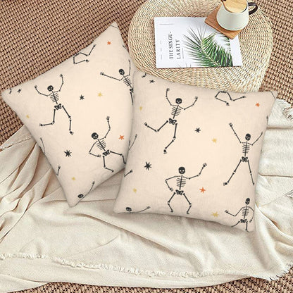 Halloween Decorative Throw Pillow Covers 18x18 inch Set of 2 Skulls Ghosts Pumpkins Velvet Decorative Cushion Covers for Sofa Couch Living Room