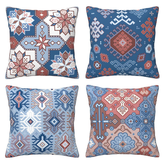 Bohemian Kilim Throw Pillow Covers 18x18 inch Set of 4 Ethnic Decorative Cushion Covers for Sofa Couch Bedroom Living Room