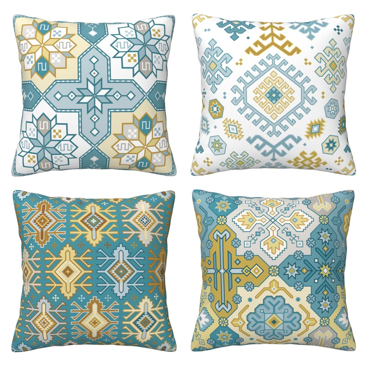 Bohemian Kilim Throw Pillow Covers 18x18 inch Set of 4 Ethnic Decorative Cushion Covers for Sofa Couch Bedroom Living Room
