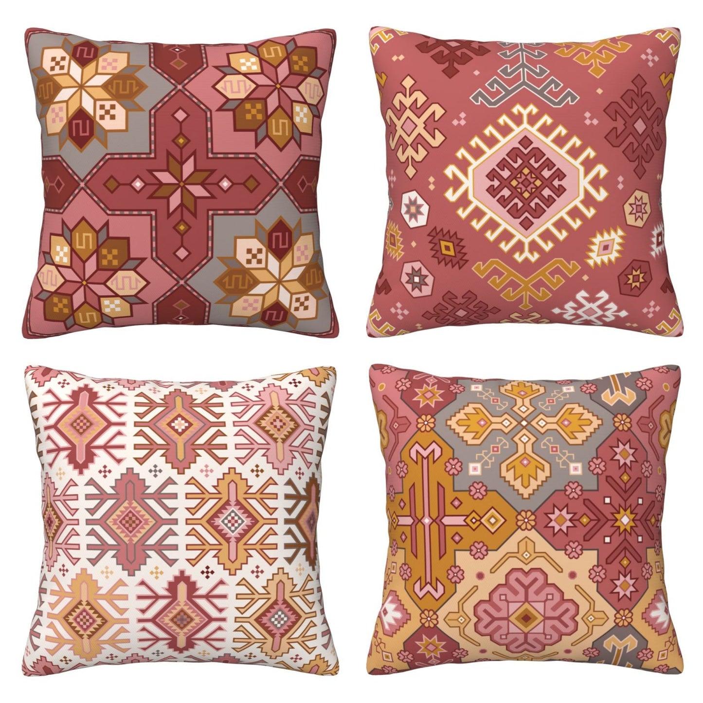 Bohemian Kilim Throw Pillow Covers 18x18 inch Set of 4 Ethnic Decorative Cushion Covers for Sofa Couch Bedroom Living Room