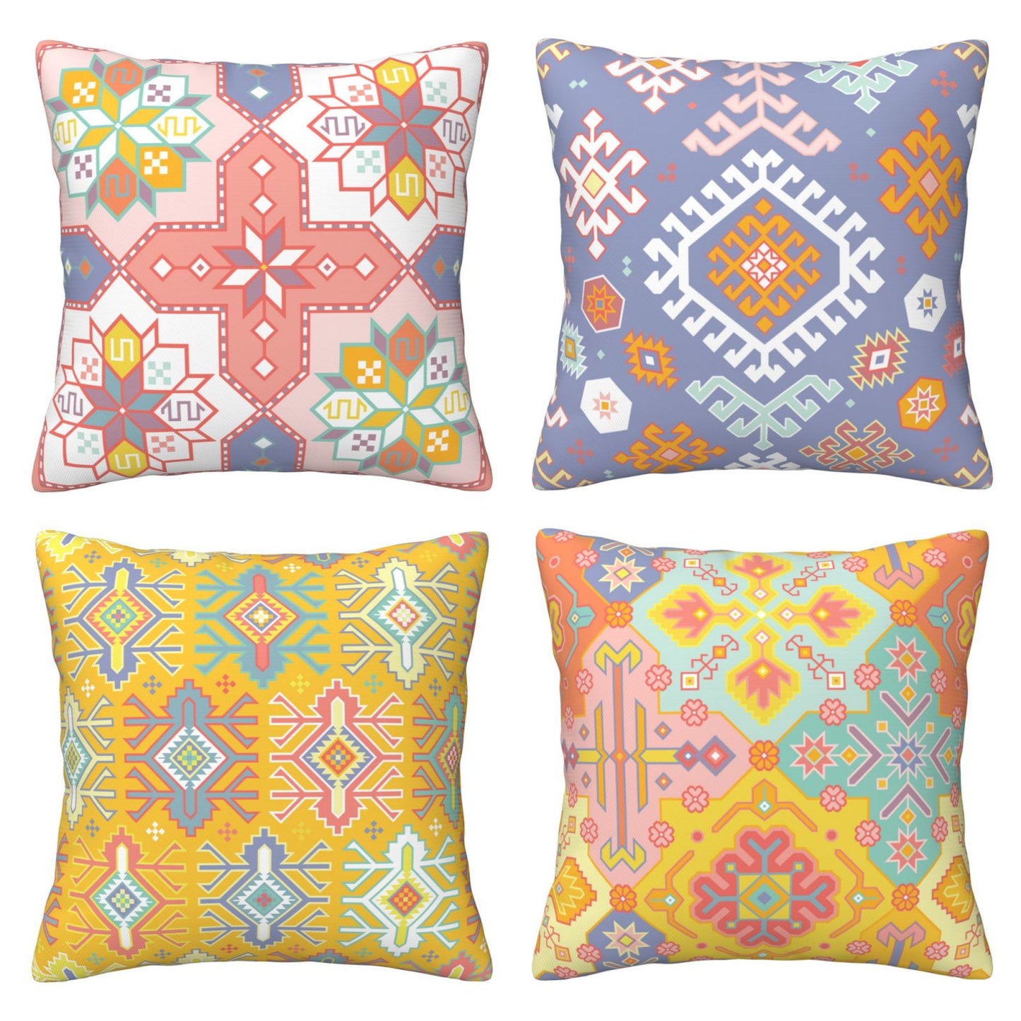 Bohemian Kilim Throw Pillow Covers 18x18 inch Set of 4 Ethnic Decorative Cushion Covers for Sofa Couch Bedroom Living Room