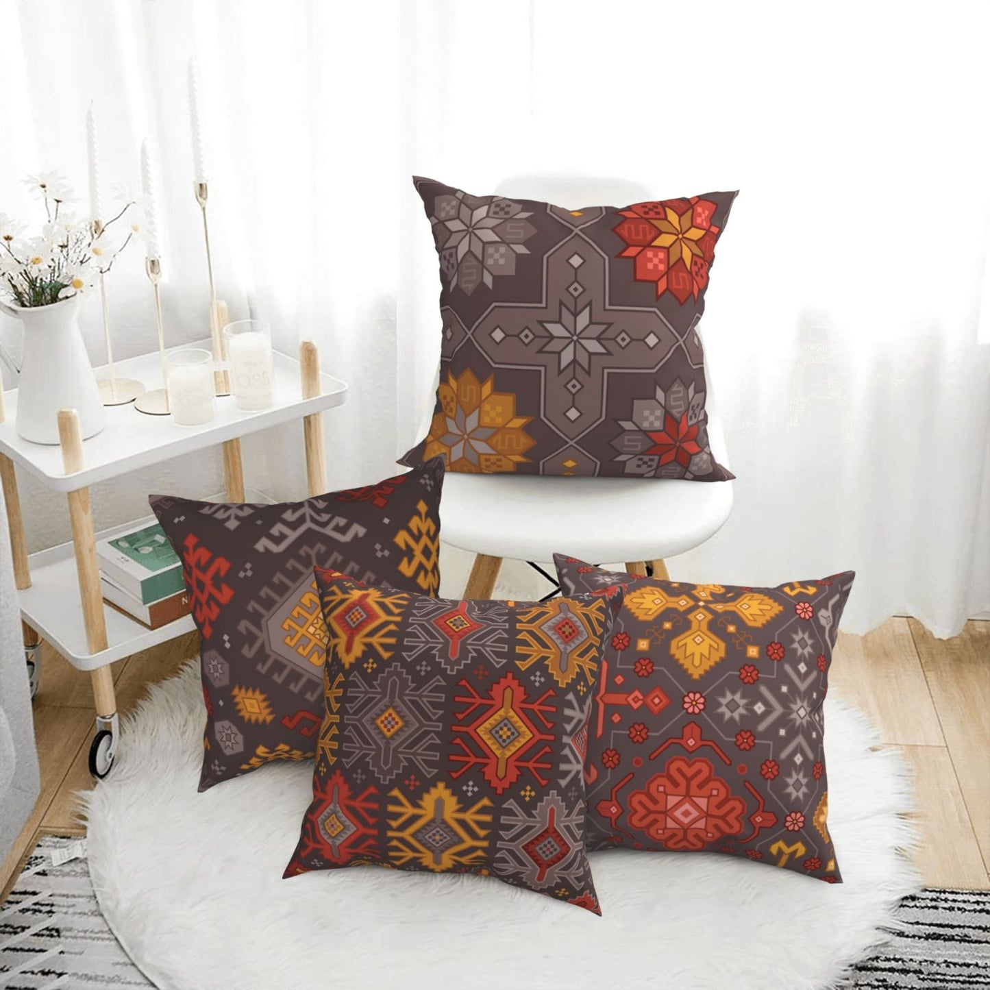 Bohemian Kilim Throw Pillow Covers 18x18 inch Set of 4 Ethnic Decorative Cushion Covers for Sofa Couch Bedroom Living Room