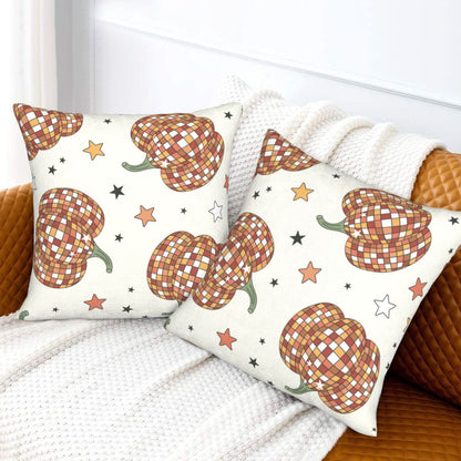 Fall Pumpkin Throw Pillow Covers 18x18 inch Set of 2 Thanksgiving Velvet Cushion Covers for Sofa Couch Bed