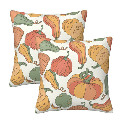 Fall Pumpkin Throw Pillow Covers 18x18 inch Set of 2 Thanksgiving Velvet Cushion Covers for Sofa Couch Bed