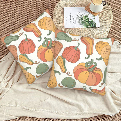Fall Pumpkin Throw Pillow Covers 18x18 inch Set of 2 Thanksgiving Velvet Cushion Covers for Sofa Couch Bed