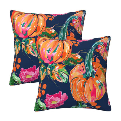Fall Pumpkin Throw Pillow Covers 18x18 inch Set of 2 Thanksgiving Velvet Cushion Covers for Sofa Couch Bed