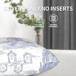 Toile throw pillow covers 18x18 Set of 2 for sofa couch and living room decor