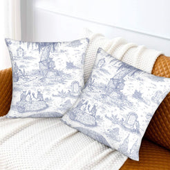 Toile throw pillow covers 18x18 Set of 2 for sofa couch and living room decor