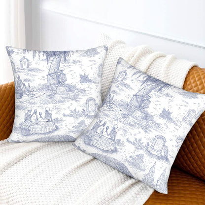 Halloween Decorative Throw Pillow Covers 18x18 inch Set of 2 Toile Spooky Skulls Velvet Cushion Covers for Sofa Couch